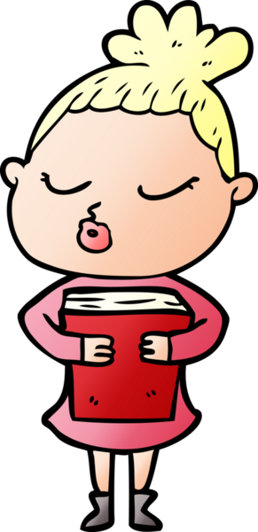 Bir insan tarafından çizilmiş sakin bir kadın çizgi filmi.