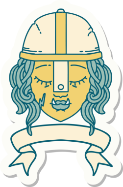 İnsan tarafından çizilmiş afişi olan bir ork savaşçı karakterinin çıkartması.