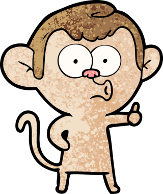 Bir insan tarafından çizilmiş korna çalan maymun.