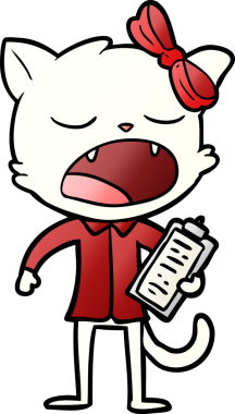 Bir insan tarafından çizilmiş esneyen kedi çizgi filmi.