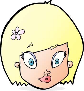 Bir insan tarafından çizilmiş mutlu kadın yüzü.