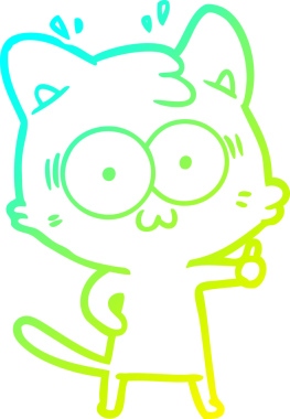 Bir çizgi filmin soğuk gradyan çizimi bir insan tarafından çizilmiş sürpriz bir kedi.