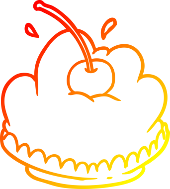 Bir insan tarafından çizilmiş lezzetli bir tatlının sıcak çizgi çizimi