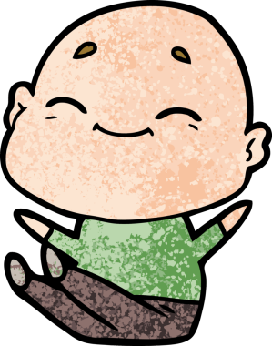 Bir insan tarafından çizilmiş mutlu, kel adam.