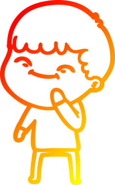 Bir insan tarafından çizilen mutlu bir çocuğun sıcak çizgi çizimi.