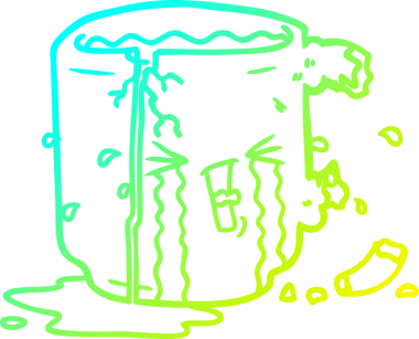 Bir insan tarafından çizilmiş kırık bir kupanın soğuk gradyan çizimi