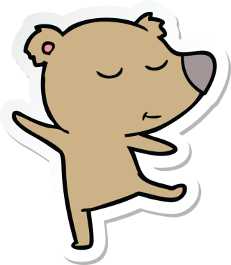 Bir insan tarafından çizilmiş mutlu bir ayı çizgi filminin çıkartması.