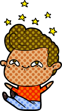 Bir insan tarafından çizilmiş heyecanlı bir çizgi film.