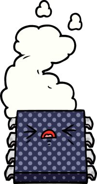 Bir insan tarafından çizilmiş aşırı ısınan bilgisayar çipi.