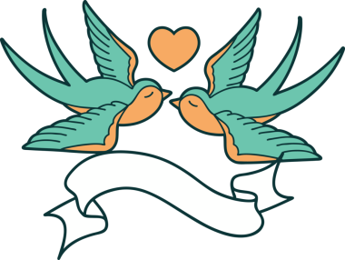 Kırlangıç dövmesi ve bir insan tarafından çizilmiş bir kalp.