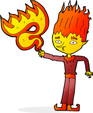 Bir insan tarafından çizilmiş ateş ruhu karikatürü.