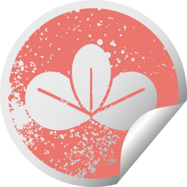 Bir insan tarafından çizilmiş sonbahar yaprağının çizilmiş dairesel kabuk soyma etiketi.