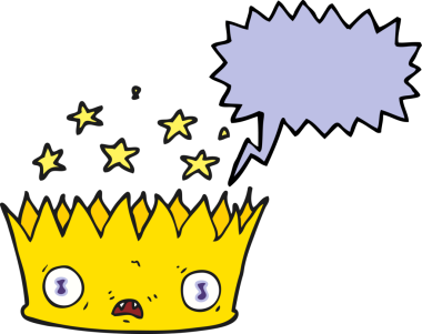 Bir insan tarafından çizilmiş serbest konuşma balonu karikatürü sihirli taç