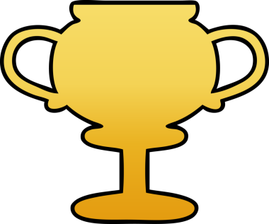 Bir insan tarafından çizilmiş altın bir kupanın gölgelenmiş karikatürü.