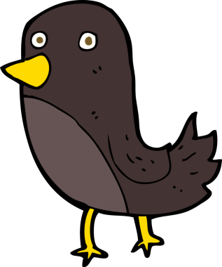 Bir insan tarafından çizilmiş çizgi film kuşu.