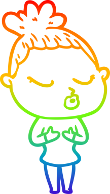 Gökkuşağı gradyan çizgi çizimi bir insan tarafından çizilmiş sakin bir kadın