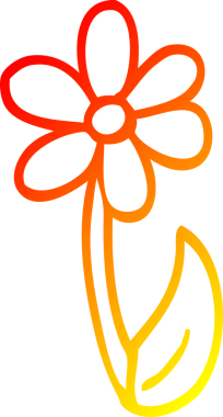 Bir insan tarafından çizilen karikatür bahar çiçeğinin sıcak çizgi çizimi