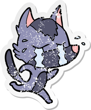 Bir insan tarafından çizilmiş ağlayan bir karikatür çıkartması.