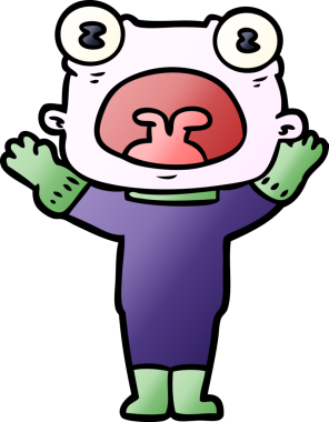 Bir insan tarafından çizilmiş garip uzaylı çizgi filmi.