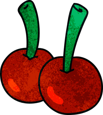 Bir insan tarafından çizilmiş tuhaf kirazlar.