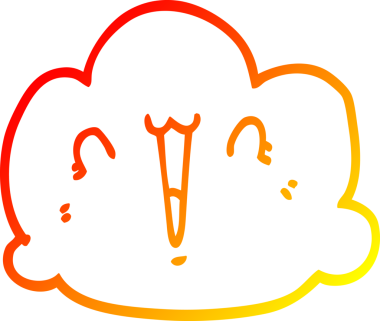 Bir insan tarafından çizilen mutlu bulut karikatürünün sıcak gradyan çizimi