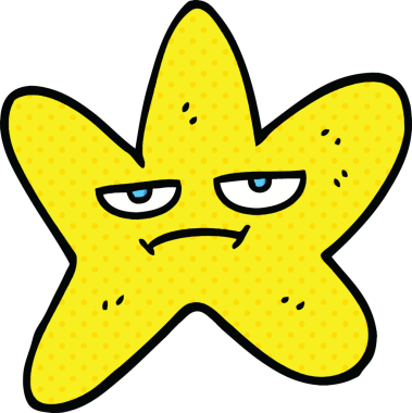 Bir insan tarafından çizilmiş çizgi roman tarzı yıldız balığı.