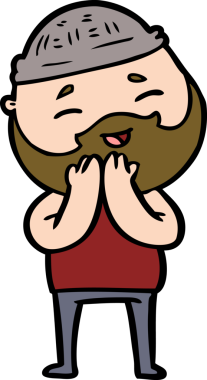 Bir insan tarafından çizilmiş mutlu sakallı bir adam.