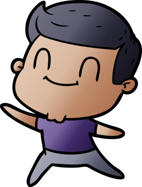 Bir insan tarafından çizilmiş çizgi film dostu bir adam.