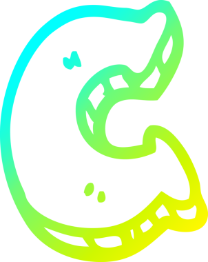 Bir insan tarafından çizilen C harfinin soğuk eğimli çizgi çizimi.