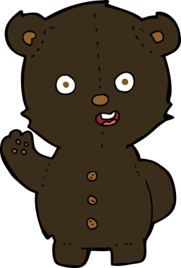 Bir insan tarafından çizilmiş sevimli çizgi film kara ayısı.