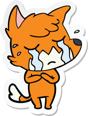 Bir insan tarafından çizilmiş ağlayan tilki çizgi filminin çıkartması.