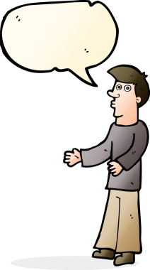 Bir insan tarafından çizilmiş konuşma baloncuğu olan meraklı bir adam.