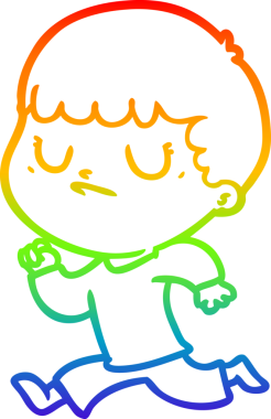 Gökkuşağı gradyan çizgi çizimi bir insan tarafından çizilmiş huysuz bir çocuk