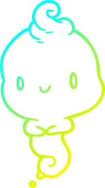 Bir insan tarafından çizilmiş bir çizgi film hayaletinin soğuk gradyan çizimi.