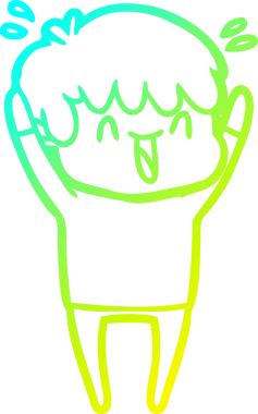 Bir insan tarafından çizilmiş gülen bir çizgi film karakteri çizimi.