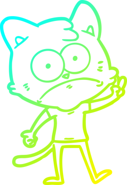 İnsan tarafından çizilmiş bir çizgi film çizimi. Sinirli bir kedi.