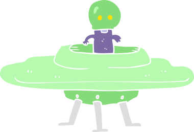 Bir insan tarafından çizilen uçan dairenin düz renk çizimi