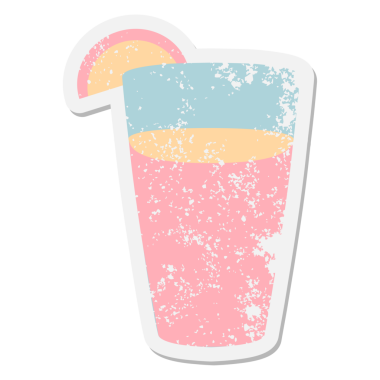 Bir insan tarafından çizilmiş tropik içecek grunge etiketi.