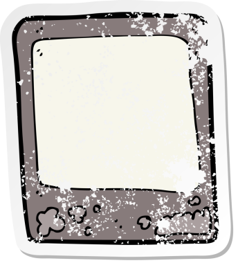 Bir insan tarafından çizilmiş eski çılgın bir karikatürün gerilimli çıkartması.