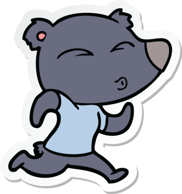 Bir insan tarafından çizilmiş koşu yapan bir ayının çıkartması.