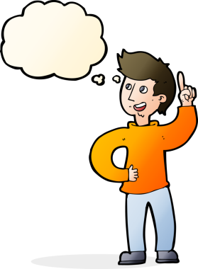 Bir insan tarafından çizilmiş düşünce baloncuğu fikri olan çizgi film adamı.