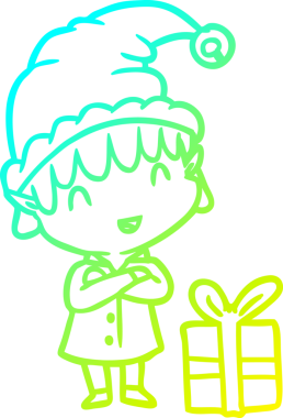 Bir insan tarafından çizilmiş mutlu bir noel elfi çizimi.