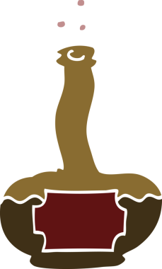 Bir insan tarafından çizilmiş eski bir rom şişesi.