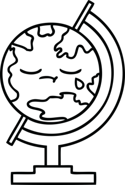 Bir insan tarafından çizilmiş dünyanın karikatürü.