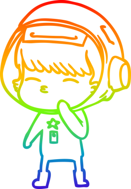 gökkuşağı gradyan çizimi bir insan tarafından çizilmiş meraklı astronot çizgi