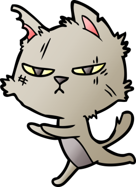 Bir insan tarafından çizilmiş sert çizgi film kedisi.