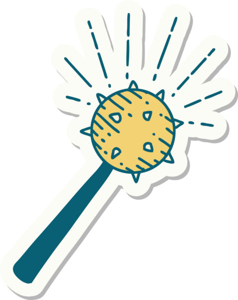 Bir insan tarafından çizilmiş bir dövme stili ortaçağ topuzu.