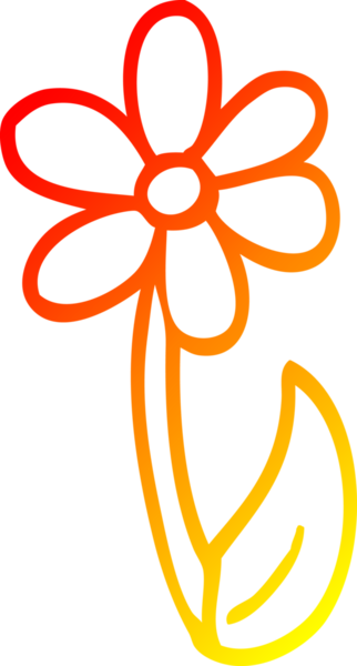 Bir insan tarafından çizilen karikatür bahar çiçeğinin sıcak çizgi çizimi