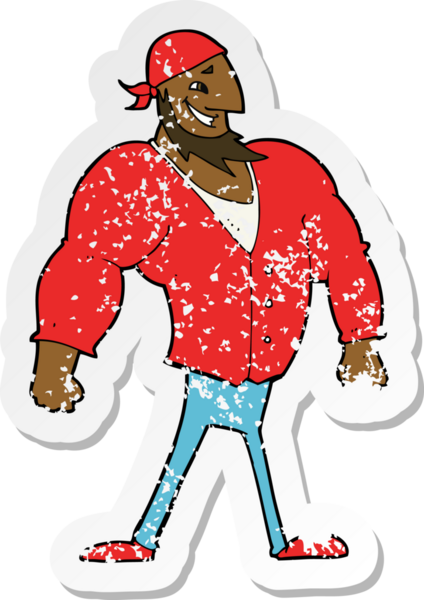 Bir insan tarafından çizilmiş erkek denizci çizgi filminin gerilimli çıkartması.