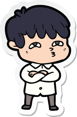 Bir insan tarafından çizilmiş garip bir adamın çıkartması.